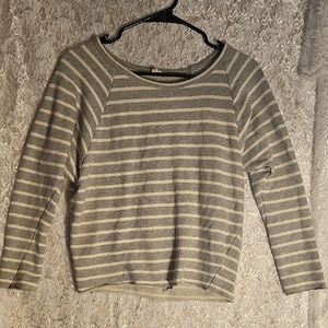 Striped Gray Women's Crew Neck Sweater